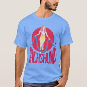 T-shirt Une femme avec une fille teckel très longue