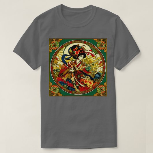 T-shirt Une femme chinoise Swordfighter dans le style Art  (Design devant)