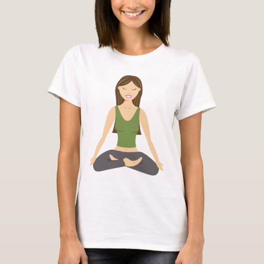 T-shirt Une Femme De Yoga À Lotus Pose (Devant)