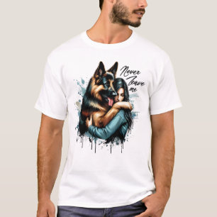 T-shirt Une Femme Embrasse Un Berger Allemand Avec Jamais