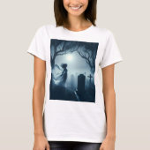 T-shirt une femme fantôme en robe blanche se tient devant (Devant)