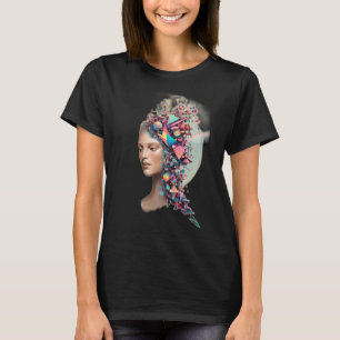 T-shirt Une figure humaine se dissolvant en formes géométr