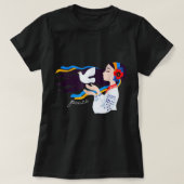 T-shirt Une fille colombe de paix soutient l'Ukraine souti (Design devant)