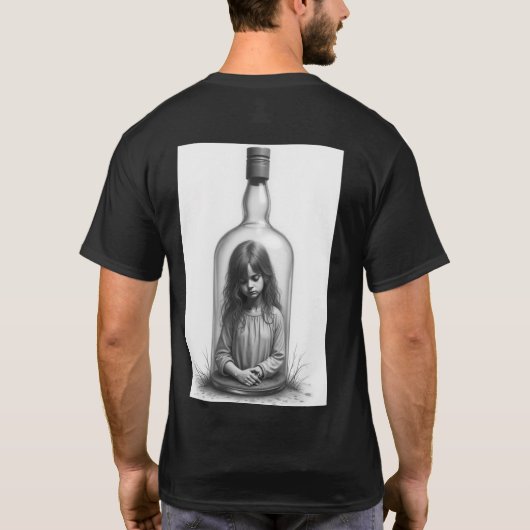 T-shirt Une fille dans une bouteille, une oeuvre d'art, un (Dos)