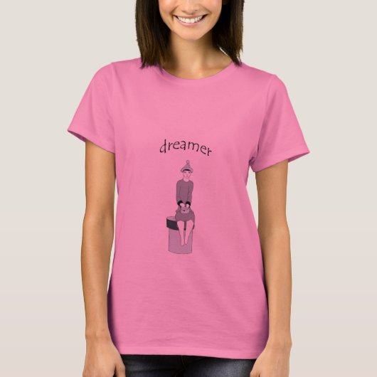 T-shirt une fille est assise et rêve (Devant)