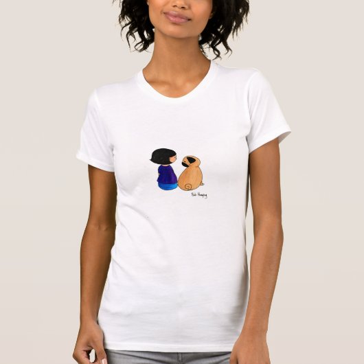 T-shirt Une fille et son carlin (Devant)