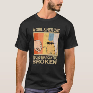T-shirt Une fille et son chat un lien qui ne peut être bri
