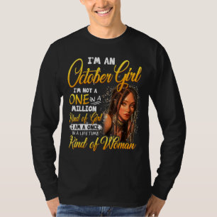 T-shirt Une Fille Noire À Vie Octobre Anniversaire Mot