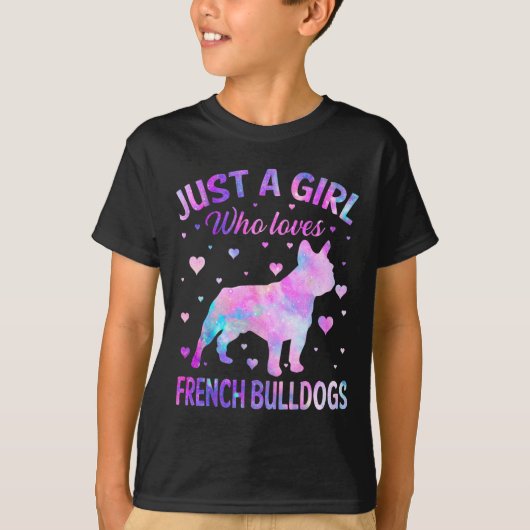 T-shirt Une fille qui aime français Bulldogs chien amusant (Devant)