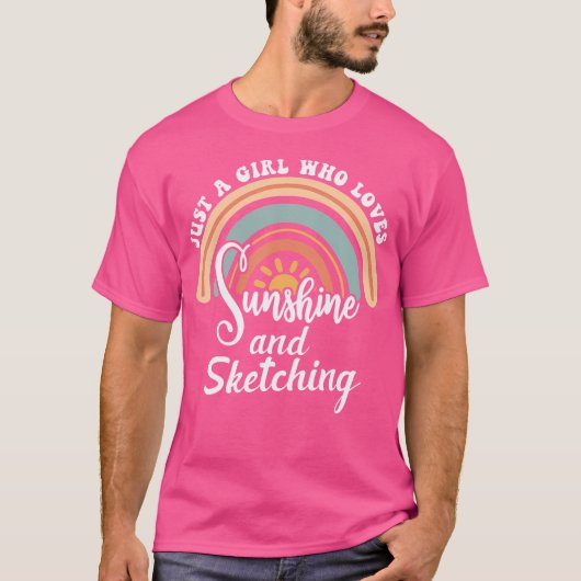 T-shirt Une Fille Qui Aime Le Soleil Et Le Sketching (Devant)