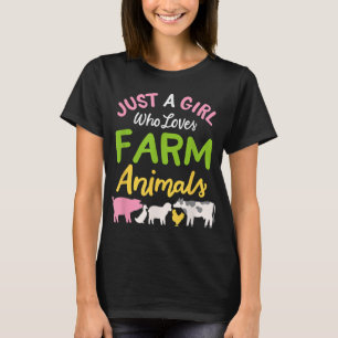 T-shirt Une fille qui aime les animaux de ferme drôle ferm