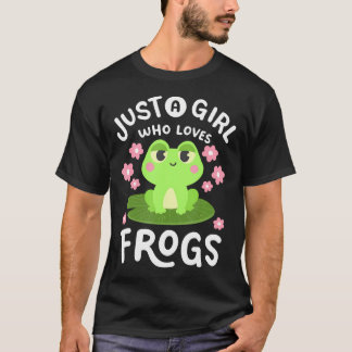 T-shirt Une fille qui aime les grenouilles Kawaii les femm