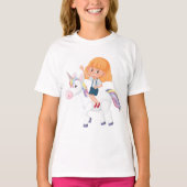 T-shirt Une Fille Qui Mène Une Unicorne (Devant)