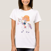 T-shirt Une Fille Qui Mène Une Unicorne (Devant)