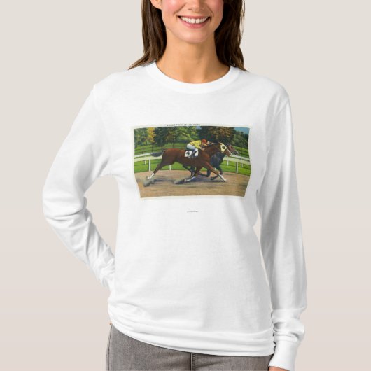 T-shirt Une finition étroite à la voie de course, chevaux (Devant)