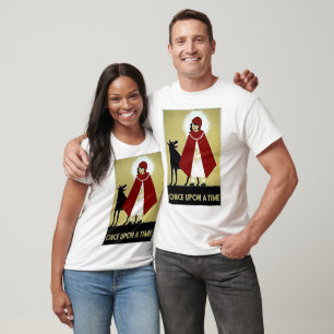 T-shirt Une fois sur une affiche, chaperon rouge et loup