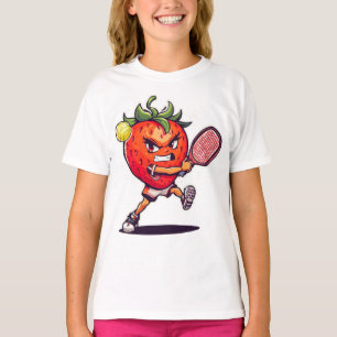 T-shirt Une fraise joue au pickleball.