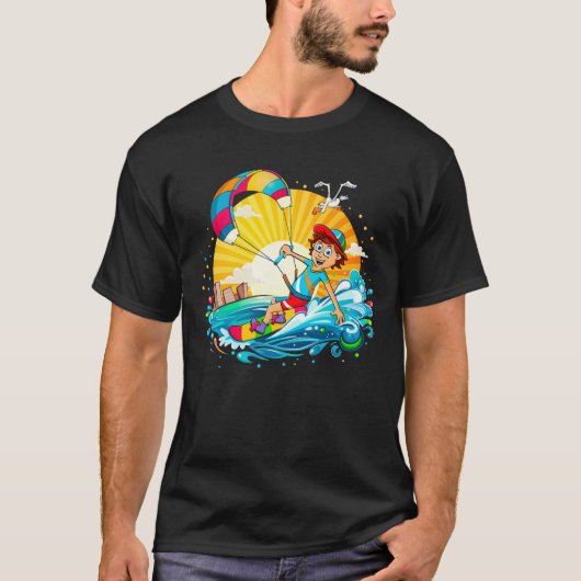 T-shirt Une illustration de surfing de couleur douce. (Devant)