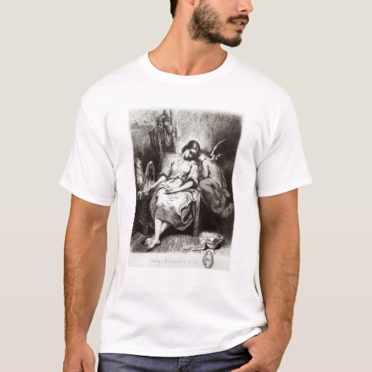 T-shirt Une jeune femme somnolant avec un ange (Devant)