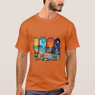 T-shirt Une journée à la fois Ocean Lever de soleil Couche