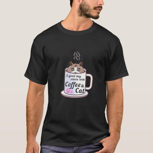 T-shirt Une Journée Commence Avec Du Café (Devant)