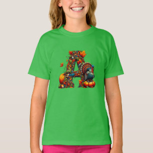 T-shirt Une lettre A dans le style de Thanksgiving
