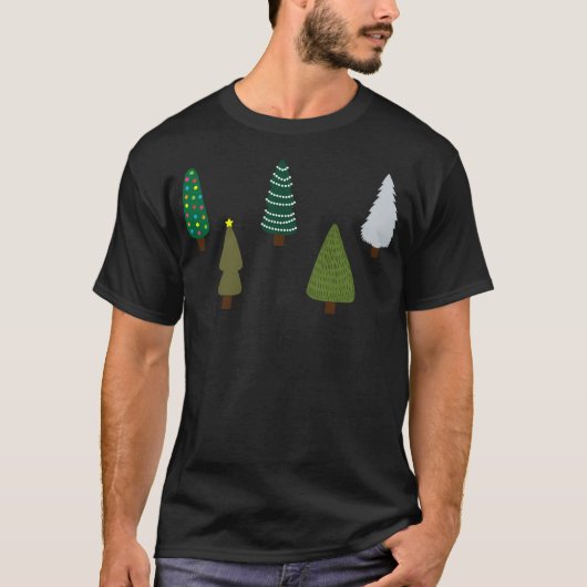 T-shirt Une Ligne D'Arbres De Noël (Devant)