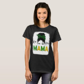 T-shirt Une Lucky Mama Messy Bun Leopard St Patrick Jour S (Devant entier)