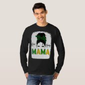 T-shirt Une Lucky Mama Messy Bun Leopard St Patrick Jour S (Devant entier)