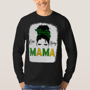 T-shirt Une Lucky Mama Messy Bun Leopard St Patrick Jour S