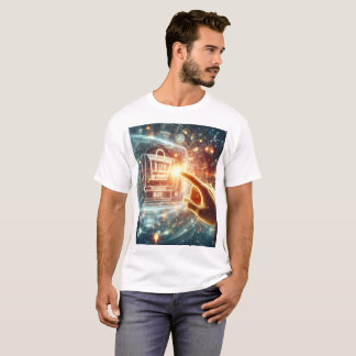 T-shirt une main pousse un sac d'achat avec une main
