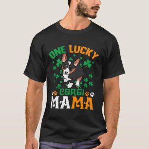 T-shirt Une maman de chien chanceuse Maman Corgi tricolore