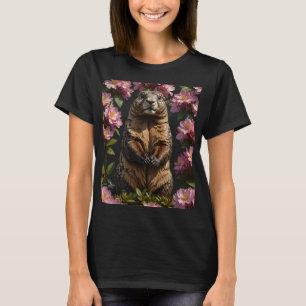 T-shirt Une marmotte olympique entourée de fleurs de rhodo