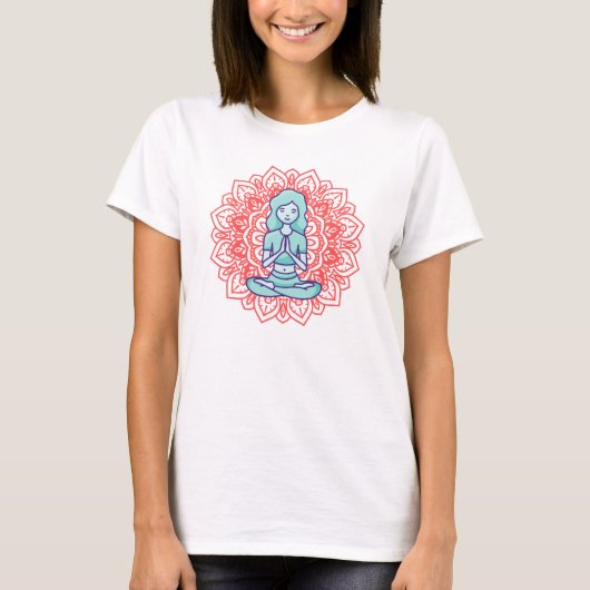 T-shirt Une méditation de fille de yoga (Devant)