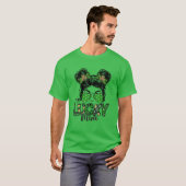 T-shirt Une Mini Mini Messy Bun Leopard Saint Patrick's Da (Devant entier)
