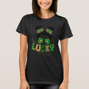 T-shirt Une Mini Mini Messy Bun Leopard St Patrick's Day