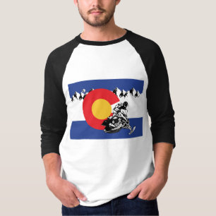 T-shirt Une motoneige cool dans un drapeau du Colorado
