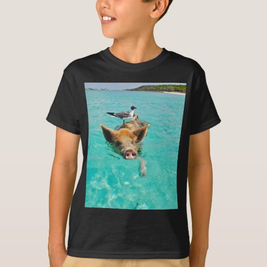 T-shirt Une mouette et un porc (Devant)