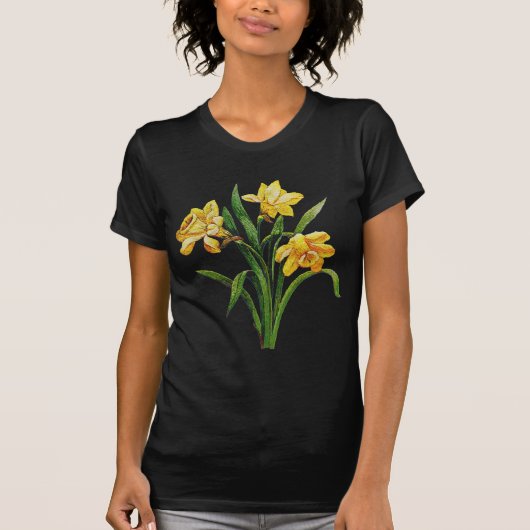 T-shirt Une multitude dorée de jonquilles brodées (Devant)