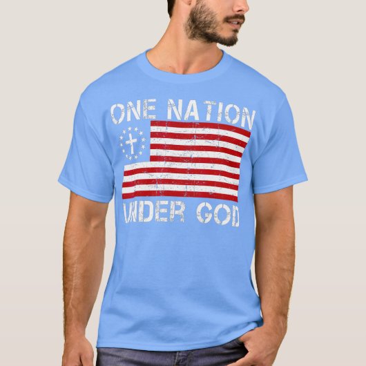 T-shirt Une nation sous Dieu American Betsy Ross Drapeau (Devant)