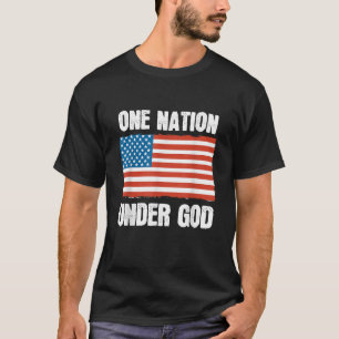T-shirt Une nation sous Dieu Béni Drapeau Américain Christ
