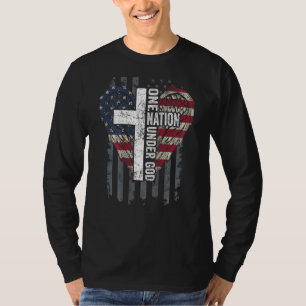 T-shirt Une Nation Sous Dieu Christian Usa Ailes Drapeau S