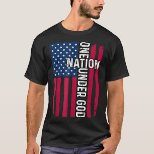 T-shirt Une nation sous Dieu croix chrétienne drapeau amér
