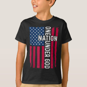 T-shirt Une nation sous Dieu croix chrétienne drapeau amér