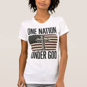 T-shirt Une nation sous Dieu Croix patriotique