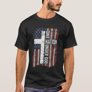 T-shirt Une nation sous Dieu culte chrétien Usa Cross F