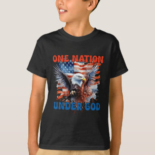 T-shirt Une nation sous Dieu Drapeau 4 juillet Patriotique