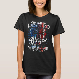 T-shirt Une nation sous Dieu Drapeau 4 juillet Patriotique