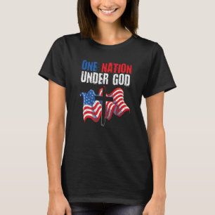 T-shirt Une nation sous Dieu Drapeau américain chrétien 4t