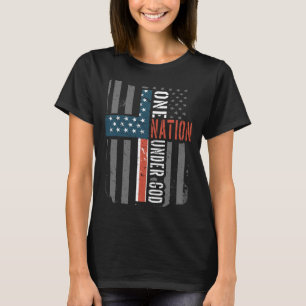 T-shirt Une nation sous Dieu drapeau américain Jésus Croix